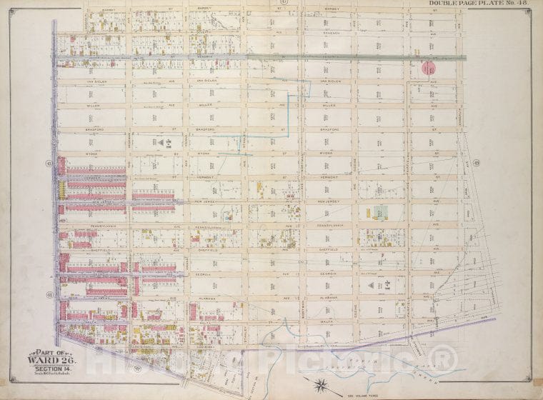 Historic Map - 1916 Brooklyn, (New York, N.Y.), Barbey St Vandalia Ave, Louisiana Ave, Stanley Ave; Williams Ave, New Lots Ave, Schenk Ave, Repose Pl. - Vintage Wall Art