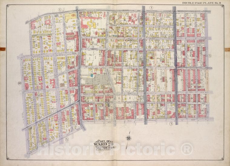 Historic Map - 1916, Brooklyn (New York, N.Y.) Part Of Ward 29, Sections 15 & 16; [Church Ave, New York Ave, Clarendon Road; Dorchester Road, E. 17Th, E. 18Th. - Vintage Wall Art