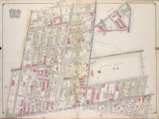 Historic Map - 1916 Brooklyn, (New York, N.Y.),Terace Pl, Prospect Park South West, Coney Island Ave, Parkside Ave, Parade Pl, E. 17Th St; E. 18Th St Albemar - Vintage Wall Art
