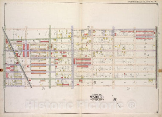 Historic Map - 1916 Brooklyn (New York, N.Y.) Vol. 2, Plate No. 16; Part Of Ward 30, Sections 17 & 19; [66Th St, 22Nd Ave; Including 74Th St, 15Th Ave.] - Vintage Wall Art