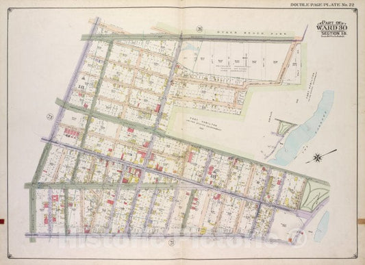 Historic Map - 1916 Brooklyn, (New York, N.Y.),10Th Ave, 7Th Ave, Poly Ave, Battery Ave, Fort Hill Pl, Dahlgren Pl, 92Nd St; Fort Hamilton Ave, Shore Road. - Vintage Wall Art