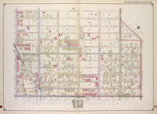Historic Map - 1916, Brooklyn (New York, N.Y.) Vol. 2, No. 25; Part Of Wards 30 & 31 Section 19; [Bounded By 74Th St, 22Nd Ave, Stillwell Ave; ] - Vintage Wall Art