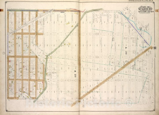 Historic Map - Brooklyn, Vol. 3, Double Page Plate No. 3; Part Of Ward 32, Sect - Brooklyn (New York, N.Y.) - New York (State) - Vintage Wall Art