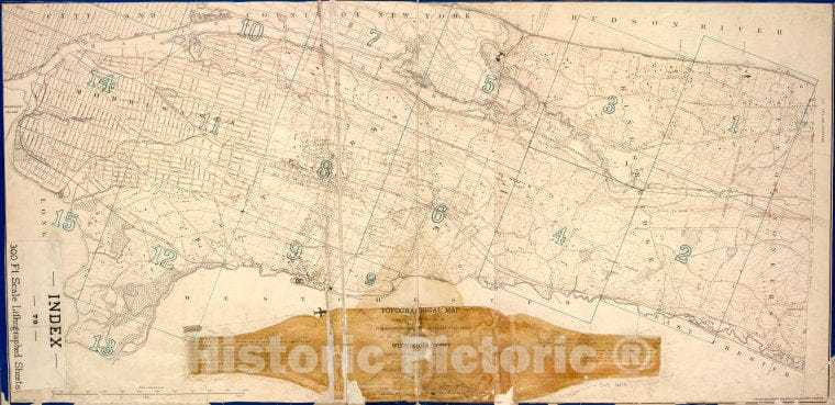 Historic Map - 1873 Index To 300 Ft. Scale Lithographed Sheets. - Westchester County (N.Y.) - Maps And Plans Of The 23Rd And 24Th Wards - Vintage Wall Art