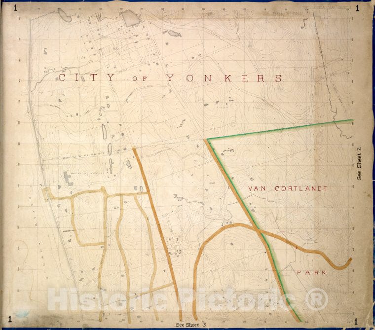 Historic Map - 1873 Bronx, Westchester County, New York (N.Y.) Sheet 1; Morris, Livingstone, Hamilton, Broadway, Highland, Park Hill, Tibbet'S Brook; Lawrence - Vintage Wall Art