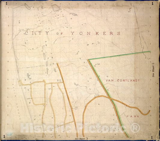 Historic Map - 1873 Bronx, Westchester County, New York (N.Y.) Sheet 1; Morris, Livingstone, Hamilton, Broadway, Highland, Park Hill, Tibbet'S Brook; Lawrence - Vintage Wall Art