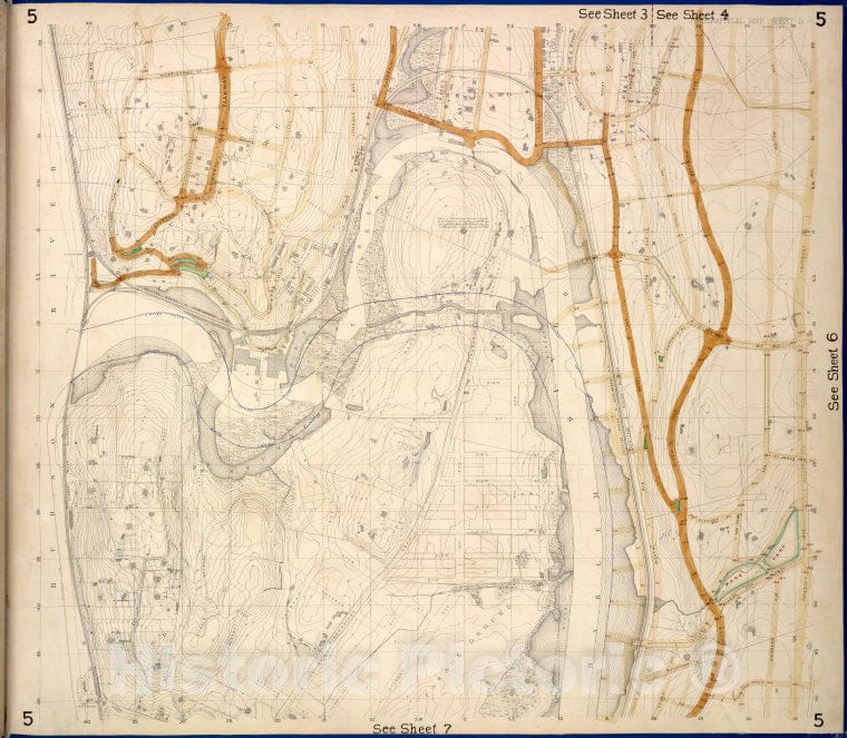 Historic Map - 1873 Bronx, Westchester County, New York (N.Y.) Sheet 5; Morkison, Johnson, Riverdale, Ackerman, Church, Bway, Macomb, Albany, Bailas, Heath, Boston - Vintage Wall Art