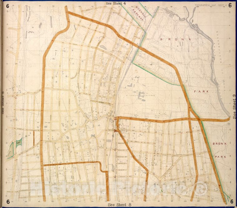 Historic Map - 1873 Bronx, Westchester County, New York (N.Y.) Sheet 6; Gambril, Brook, Low, Lorilard Terrace, Bronx River, Southern Blvd, Kingsbridge, 3Rd, 182Nd - Vintage Wall Art