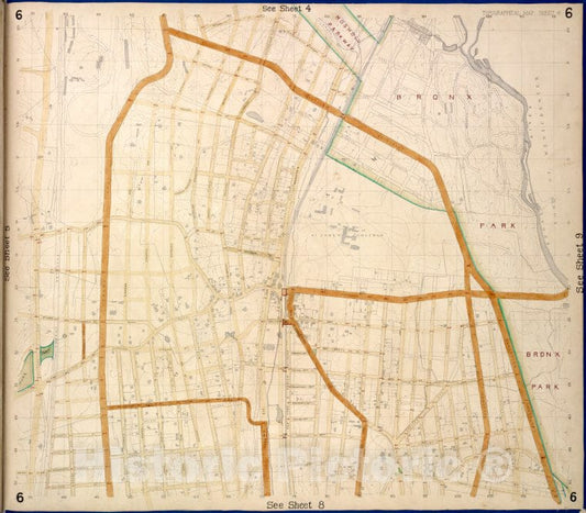 Historic Map - 1873 Bronx, Westchester County, New York (N.Y.) Sheet 6; Gambril, Brook, Low, Lorilard Terrace, Bronx River, Southern Blvd, Kingsbridge, 3Rd, 182Nd - Vintage Wall Art