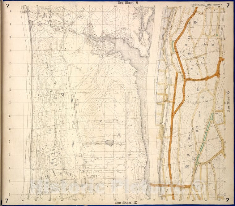 Historic Map - 1873 Bronx, Westchester County, New York (N.Y.) Sheet 7; [Inwood, Hampden, Macombs Road, Washington Bridge; 181, River, Kingsbridge Broadway - Vintage Wall Art