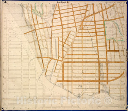 Historic Map - 1873 Bronx, Westchester County, New York (N.Y.) Sheet 14; [154Th St, Grove St, Westchester, Robbins; Powers, Cypress, Harlem River, 126Th St, 6Th] - Vintage Wall Art