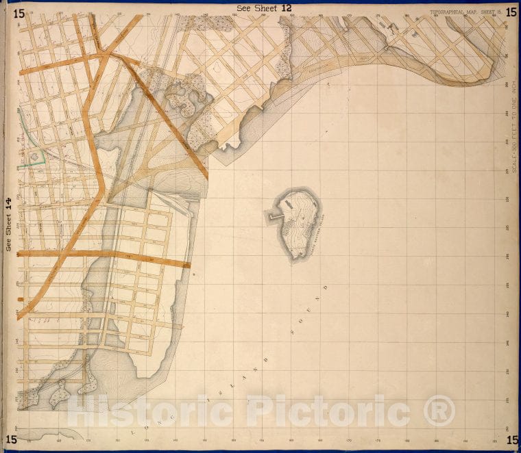Historic Map - 1873 Bronx, Westchester County, New York (N.Y.) Sheet 15; [151, Southern Blvd, 149Th, Whitlock, Wetmore; Edgewater Road, Cypress, Powers, Robbins] - Vintage Wall Art