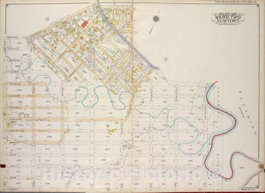Historic 1913 Map - Queens, Vol. 2A, Double Page Plate No. 32; Part Of Ward Two Newt - Vintage Wall Art