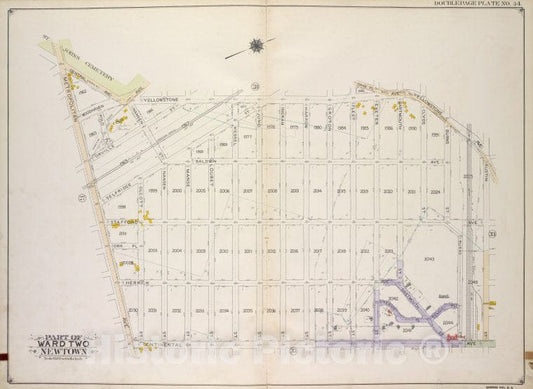 Historic 1913 Map - Queens, Vol. 2A, Double Page Plate No. 34; Part Of Ward Two Newt - Vintage Wall Art