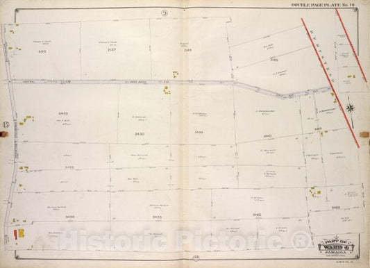 Historic 1913 Map - Queens, Vol. 1A, Double Page Plate No. 16; Part Of Ward 4 Jamaic - Vintage Wall Art