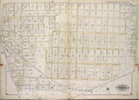Historic 1913 Map - Queens, Vol. 1A, Double Page Plate No. 21; Part Of Ward 4 Jamaic - Vintage Wall Art