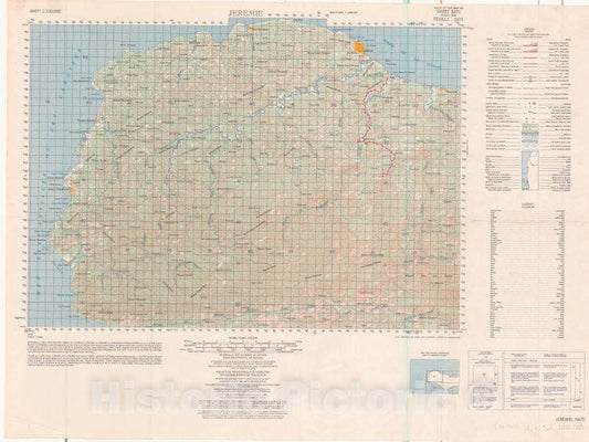 Historic 1961- Map - Jeremie - Vintage Wall Art