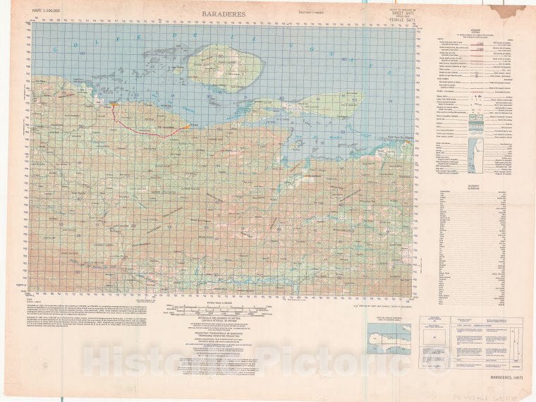 Historic 1961- Map - Baraderes - Vintage Wall Art