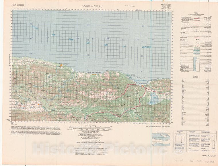 Historic 1961- Map - Anse-A-Veau - Vintage Wall Art