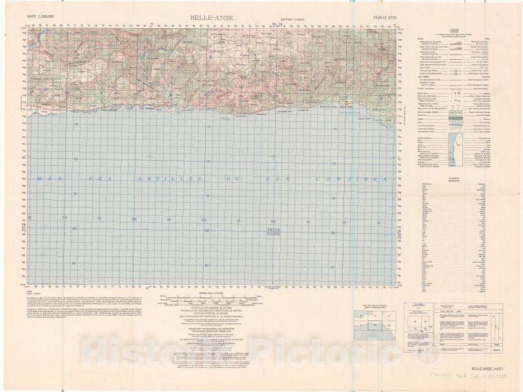 Historic 1961- Map - Belle-Anse - Vintage Wall Art