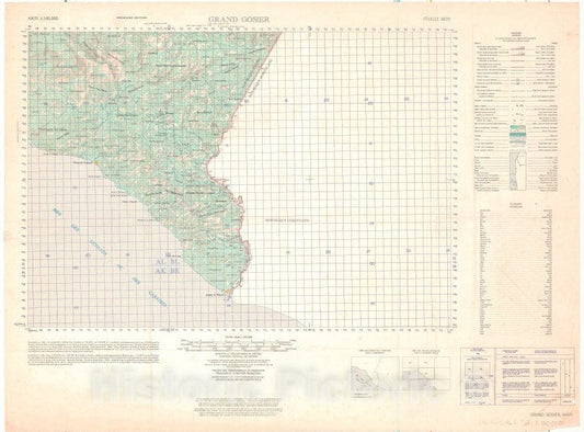 Historic 1961- Map - Grand Gosier - Vintage Wall Art
