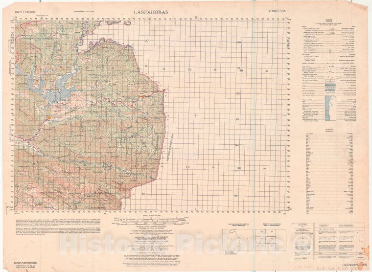 Historic 1961- Map - Lascahobas - Vintage Wall Art