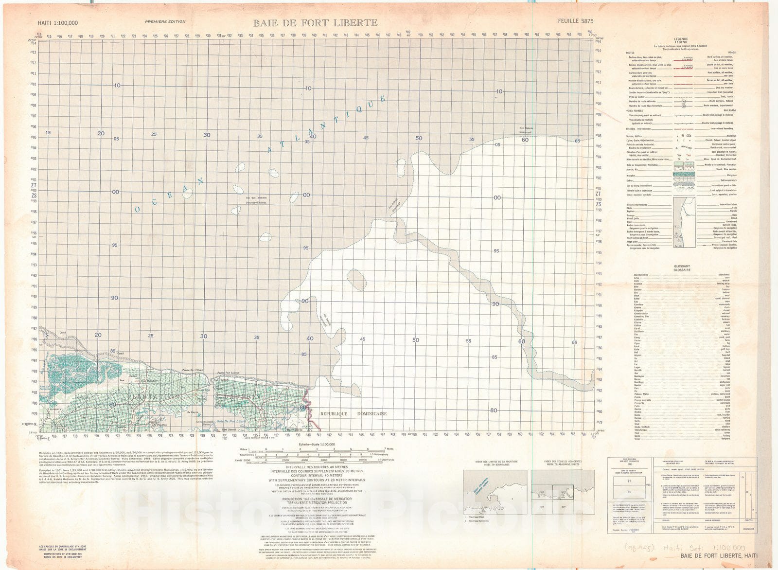 Historic 1961- Map - Baie De Fort Liberte - Vintage Wall Art