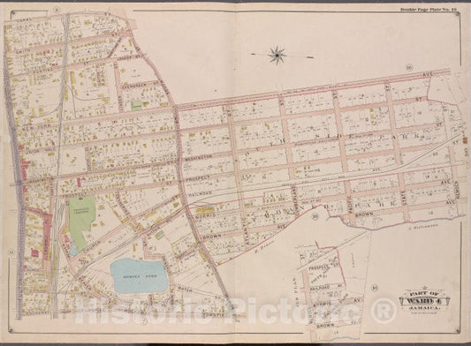 Historic Map - 1901 Queens County, New York (N.Y.) Queens, V. 1, Plate No. 10; Part Of Jamaica, Ward 4; [Canal, New York, Remsen, Brown, Rockaway Tpk, Fulton. - Vintage Wall Art