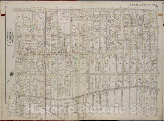 Historic 1913 Map - Queens, V. 1, Double Page Plate No. 3; Part Of Jamaica, Ward 4; - Vintage Wall Art