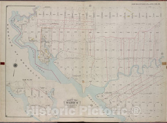 Historic 1913 Map - Queens, V. 1, Double Page Plate No. 16; Part Of Jamaica, Ward 4; - Vintage Wall Art