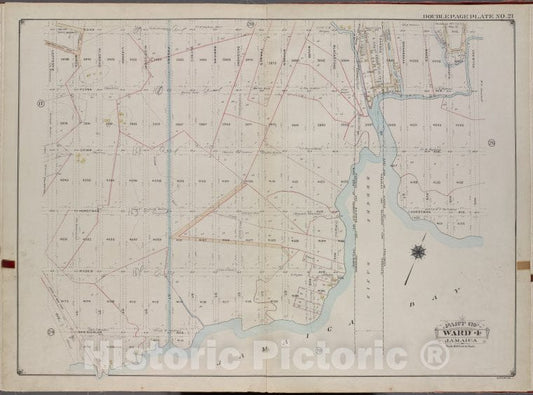 Historic 1913 Map - Queens, V. 1, Double Page Plate No. 21; Part Of Jamaica, Ward 4; - Vintage Wall Art