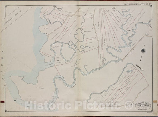 Historic 1913 Map - Queens, V. 1, Double Page Plate No. 27; Part Of Jamaica, Ward 4; - Vintage Wall Art