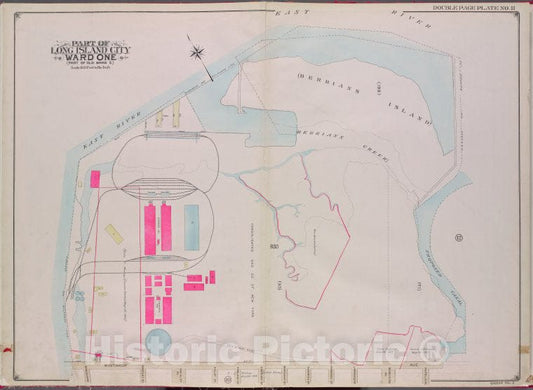 Historic 1913 Map - Queens, V. 2, Double Page Plate No. 11; Part Of Long Island City - Vintage Wall Art