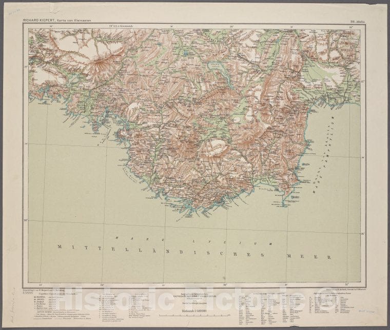 Historic 1902 Map - D2. Adalia.- Turkey - Maps - Vintage Wall Art, V2
