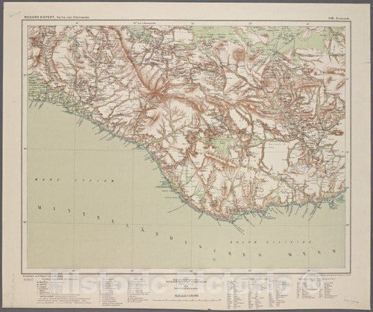 Historic 1902 Map - D3. Ermenek.- Turkey - Maps - Vintage Wall Art, V2