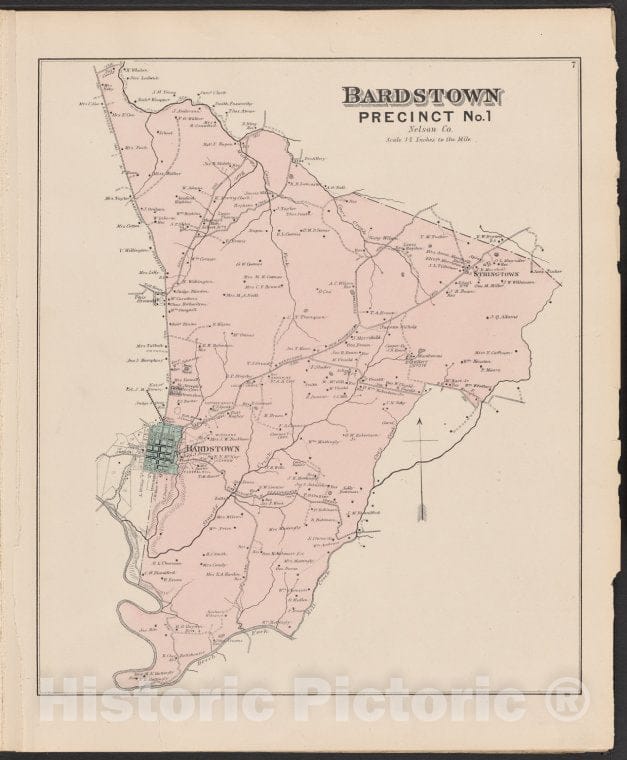 Historic Map - 1882 Nelson County (Ky.), Bardstown, Precinct No.1, Nelson Co. - Vintage Wall Art