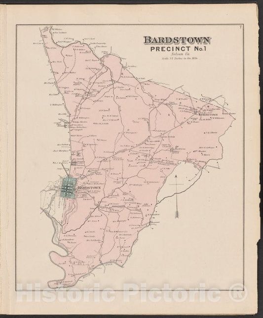 Historic Map - 1882 Nelson County (Ky.), Bardstown, Precinct No.1, Nelson Co. - Vintage Wall Art