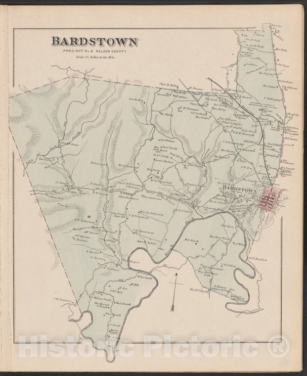 Historic Map - 1882 Nelson County (Ky.), Bardstown, Precinct No. 9, Nelson Co. - Vintage Wall Art