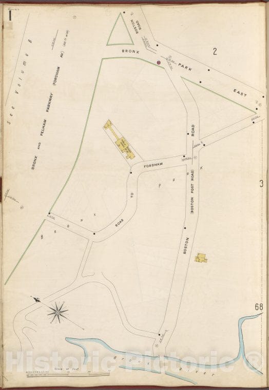 Historic Map - 1905 Bronx, New York (N.Y.), V. A, Plate No. 1 [Bronx Park East, Boston Rd, Bronx River, Bronx And Pelham Parkway.] - Vintage Wall Art