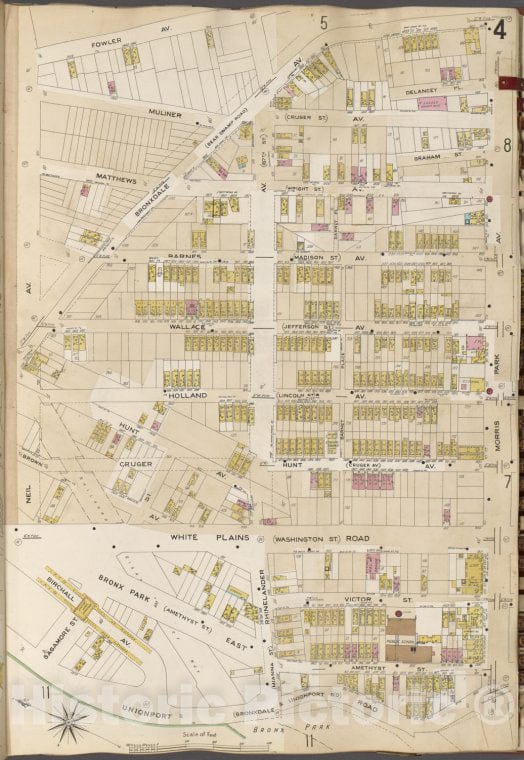 Historic 1905- Map - Bronx, V. A, Plate No. 4 [Map Bounded By Fowler Ave, Morris Park Ave, Unionport Rd, Neil Ave.] - New York (N.Y.) - Vintage Wall Art