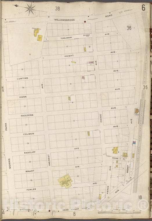 Historic Map - 1905 Bronx, New York (N.Y.), V. A, Plate No. 6 [Williamsbridge Rd, Sacket Ave, Bronxdale Ave, Morris Park Ave.] - Vintage Wall Art
