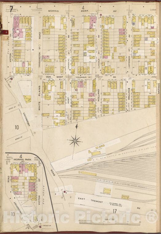 Historic Map - 1905 Bronx, New York (N.Y.), V. A, Plate No. 7 [Morris Park Ave, Barnes Ave, East Tremont Ave, Unionport Rd, Victor St.] - Vintage Wall Art