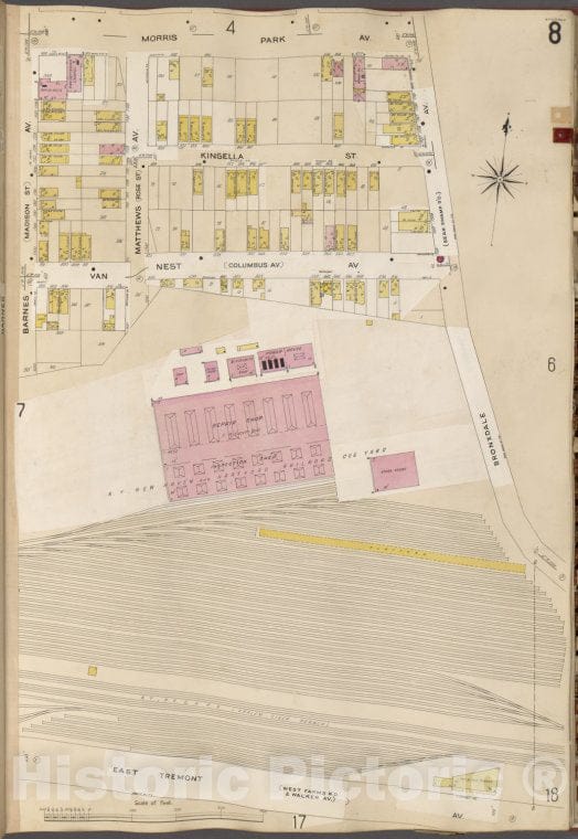 Historic Map - 1905 Bronx, New York (N.Y.), V. A, Plate No. 8 [Morris Park Ave, Bronxdale Ave, East Tremont Ave, Barnes Ave.] - Vintage Wall Art