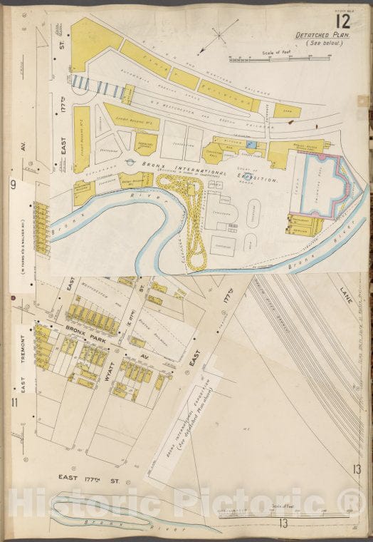 Historic Map - 1905 Bronx, New York (N.Y.), V. A, Plate No. 12 [Bronx International Exposition, E. 177Th St, East Tremont Ave.] - Vintage Wall Art