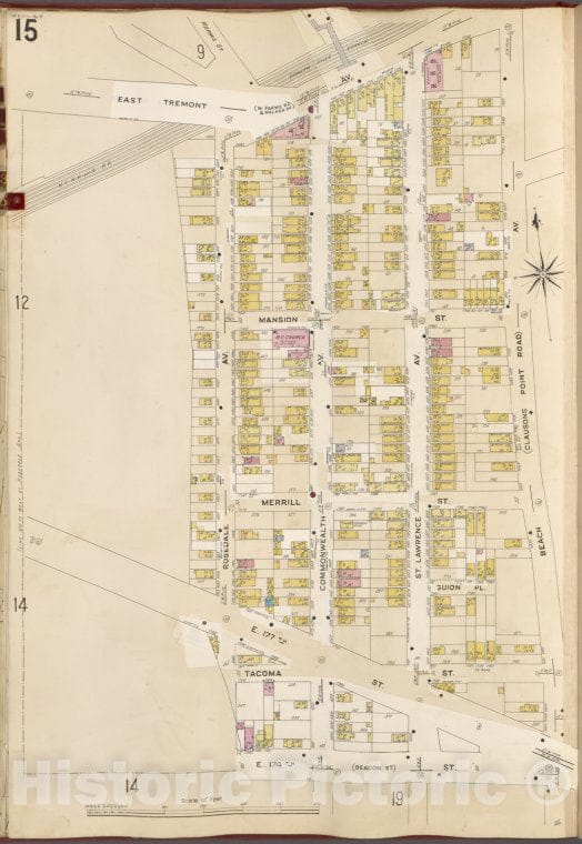 Historic Map - 1905 Bronx, New York (N.Y.),East Tremont Ave, Beach Ave, E. 174Th St, Rosedale Ave. - Vintage Wall Art