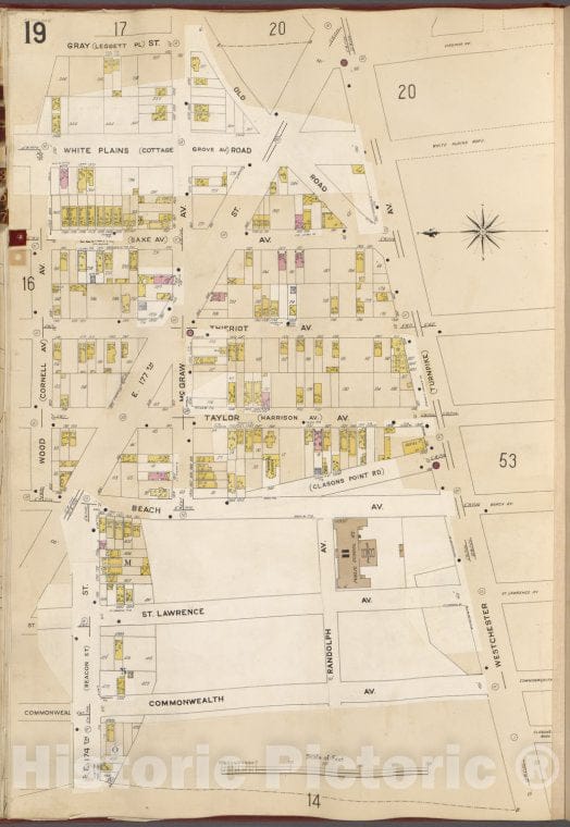 Historic Map - 1905 Bronx, New York (N.Y.), Gray St, Westchester Ave, Commonwealth Ave, Wood Ave. - Vintage Wall Art