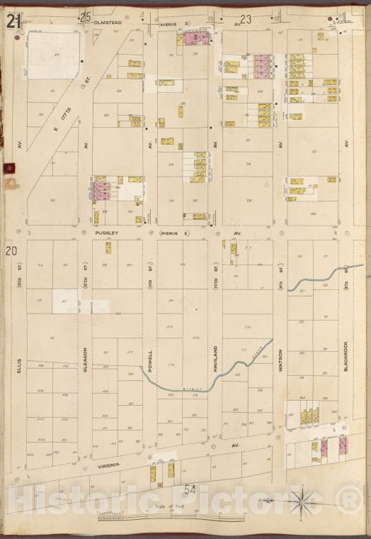 Historic Map - 1905 Bronx, New York (N.Y.), Olmstead Ave, Blackrock Ave, Virginia Ave, Ellis Ave. - Vintage Wall Art