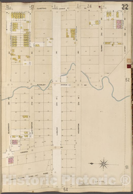 Historic Map - 1905 Bronx, New York (N.Y.), V. A, Plate No. 22 [Olmstead Ave, Houghton Ave, White Plains Rd, Blackrock Ave.] - Vintage Wall Art