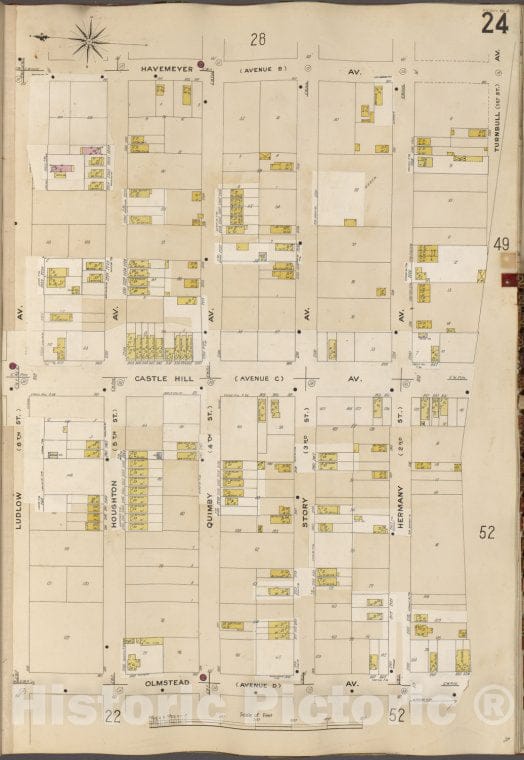 Historic Map - 1905 Bronx, New York (N.Y.),Havemeyer Ave, Hermany Ave, Olmstead Ave, Ludlow Ave. - Vintage Wall Art