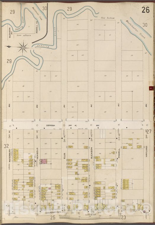 Historic Map - 1905 Bronx, New York (N.Y.), V. A, Plate No. 26 [Seberry Creek, Westchester Creek, Haviland Ave, Havemeyer Ave, Waterbury Ave.] - Vintage Wall Art